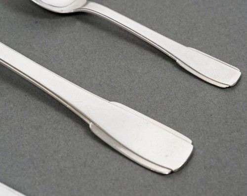 Jean Puiforcat Art Deco Cutlery Flatware Set Menton Sterling Silver 48 pces - Art Déco