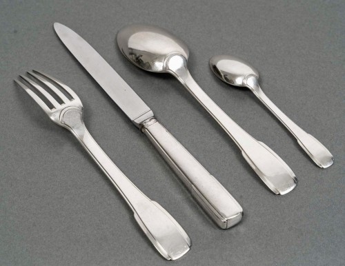 Art Déco - Jean Puiforcat Art Deco Cutlery Flatware Set Menton Sterling Silver 48 pces