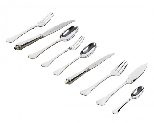 Puiforcat - Cutlery Flatware Set Cardinal Silver Plated Metal - 110 Pieces