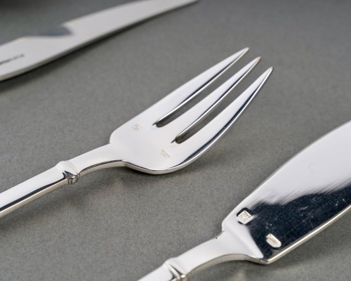 Puiforcat - Cutlery Flatware Set Cardinal Silver Plated Metal - 110 Pieces - French Regence
