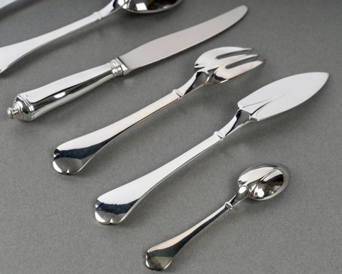 Antiquités - Puiforcat - Cutlery Flatware Set Cardinal Silver Plated Metal - 110 Pieces
