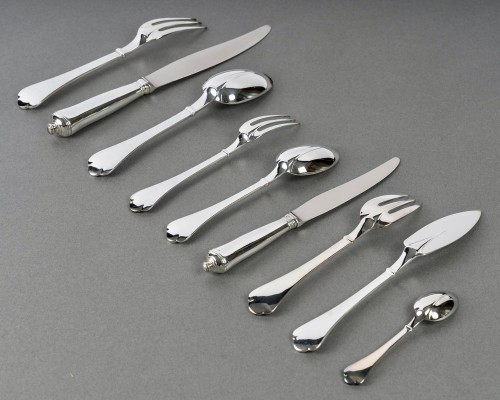 Antiquités - Puiforcat - Cutlery Flatware Set Cardinal Silver Plated Metal - 110 Pieces