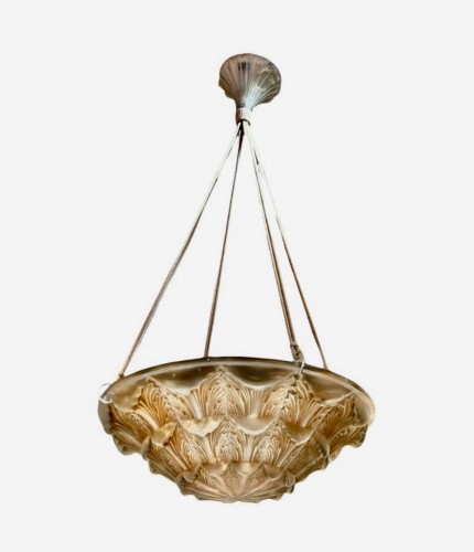 1927 René Lalique - Ceiling Fixture Chandelier Gaillon  - Glass & Crystal Style Art Déco