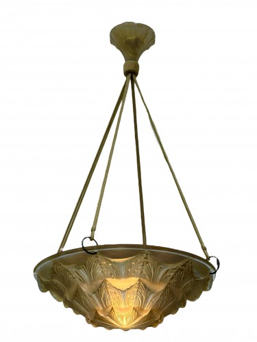 Glass & Crystal  - 1927 René Lalique - Ceiling Fixture Chandelier Gaillon 