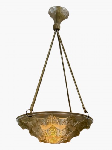 1927 René Lalique - Ceiling Fixture Chandelier Gaillon  - 