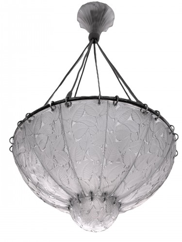 1921 René Lalique - Ceiling Fixture Chandelier Feuilles De Charme
