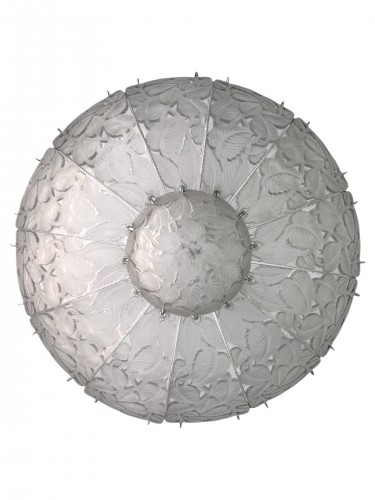 Glass & Crystal  - 1921 René Lalique - Ceiling Fixture Chandelier Feuilles De Charme