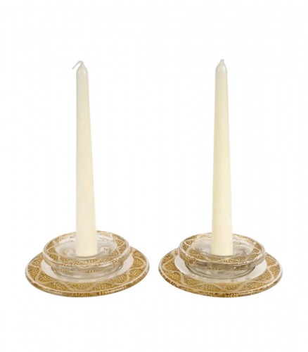 1934 René Lalique - Pair Of Ricquewihr Candlesticks