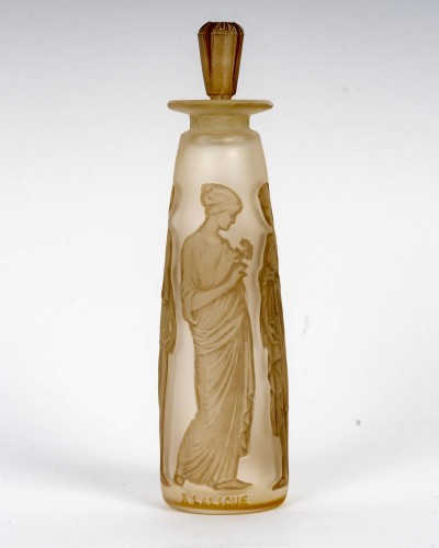 1910 René Lalique Perfume Bottle Amber Antique For Coty - Art Déco