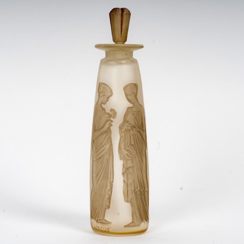 Art Déco - 1910 René Lalique Perfume Bottle Amber Antique For Coty