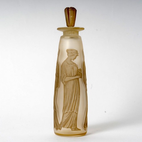 Antiquités - 1910 René Lalique Perfume Bottle Amber Antique For Coty