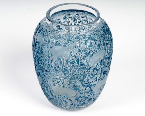 Glass & Crystal  - 1932 Rene Lalique - Vase Biches Blue Patina