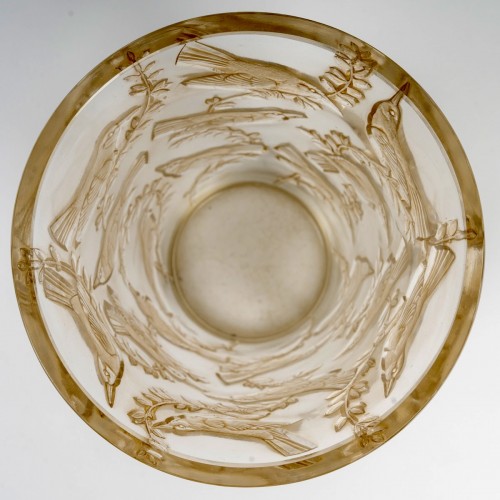 20th century - 1938 René Lalique - Vase Grives Sepia Patina