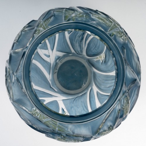 1912 René Lalique - Vase Sauterelles Grasshopper With Blue And Green  - 