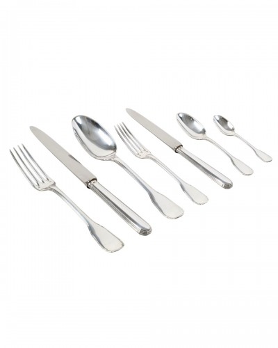 Jean E. Puiforcat - 42 Pieces Cutlery Flatware Set Noailles Sterling Silve