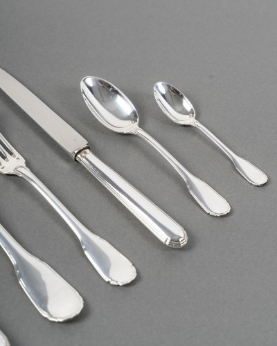 Jean E. Puiforcat - 42 Pieces Cutlery Flatware Set Noailles Sterling Silve - 