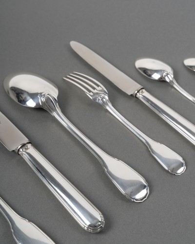  - Jean E. Puiforcat - 42 Pieces Cutlery Flatware Set Noailles Sterling Silve