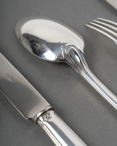 Antiquités - Jean E. Puiforcat - 42 Pieces Cutlery Flatware Set Noailles Sterling Silve
