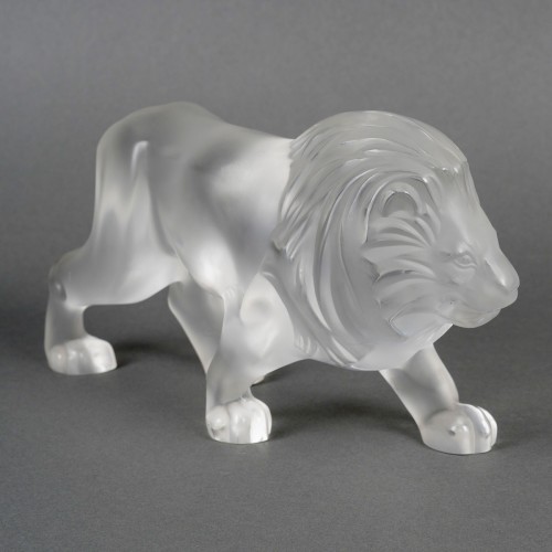 Glass & Crystal  - Lalique France - Sculpture Regulus Lion Crystal