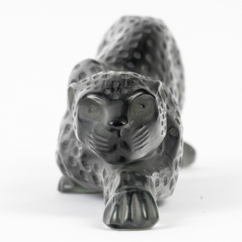 1990 Marie-Claude Lalique - Sculpture Panther Zeila Grey Crystal - 