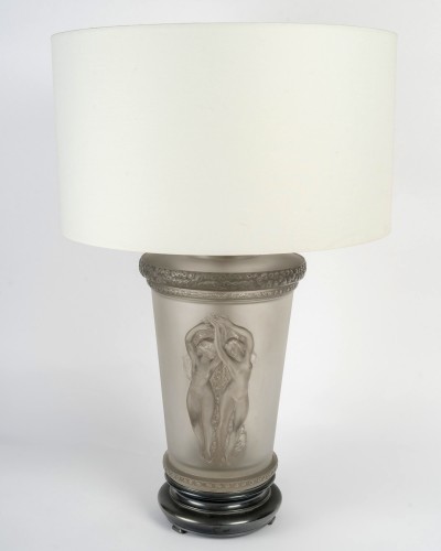 1950 Marc Lalique - Lampe Deux Danseuses - Verrerie, Cristallerie Style Années 50-60