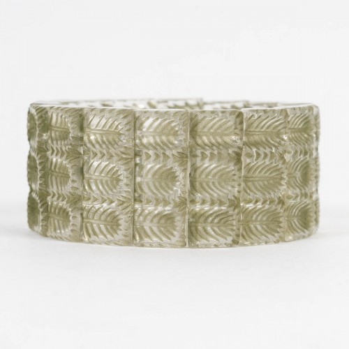 Verrerie, Cristallerie  - 1928 René Lalique - Bracelet Palmettes patiné bleu-vert
