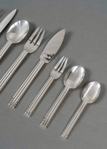 Puiforcat - Art Deco Cutlery Flatware Set Nantes Silver Metal - 109 Pieces - silverware & tableware Style Art Déco