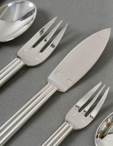 silverware & tableware  - Puiforcat - Art Deco Cutlery Flatware Set Nantes Silver Metal - 109 Pieces