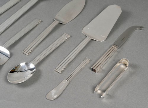 Antiquités - Puiforcat - Art Deco Cutlery Flatware Set Nantes Silver Metal - 109 Pieces