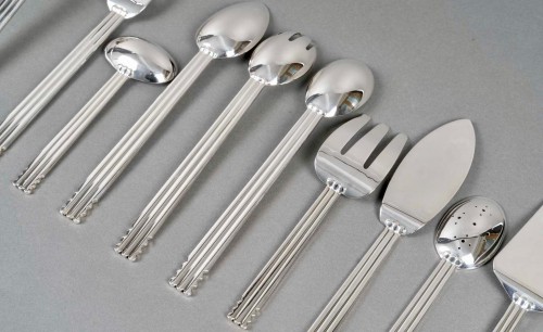 Antiquités - Puiforcat - Art Deco Cutlery Flatware Set Nantes Silver Metal - 109 Pieces