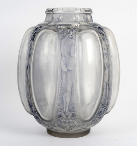 1912 René Lalique - Vase Six Figurines Et Masques - Glass & Crystal Style Art nouveau