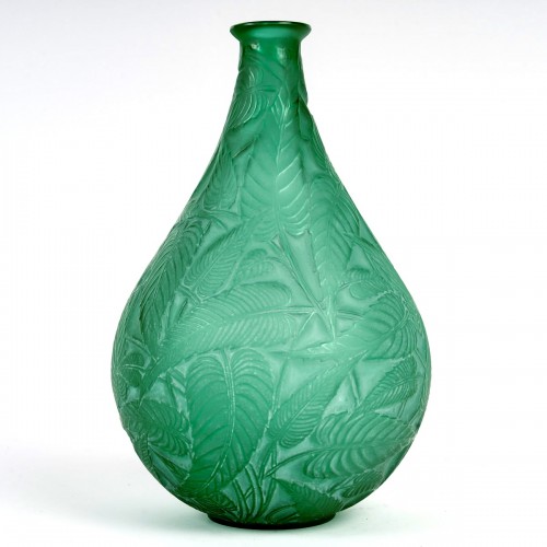 1923 René Lalique - Vase Sauges Emerald - Glass & Crystal Style Art Déco