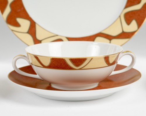 Puiforcat - Limoges Porcelain Tableware Kilim 61 Pieces - Art Déco