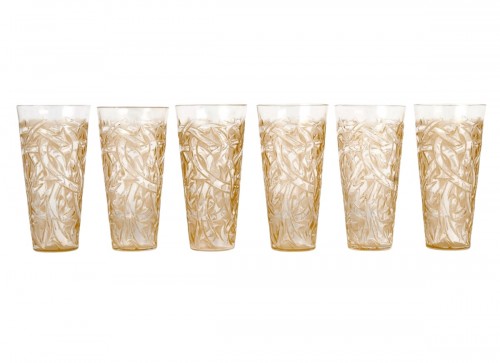 1920 René Lalique - 6 Gobelets Verres à Shot Epines