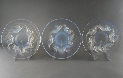 Glass & Crystal  - 1921 René Lalique - Set Of 6 Plates Ondines