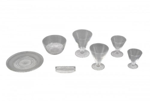 1930 René Lalique - Service Tokyo Glasses, Plates And Bowls 42 Pieces