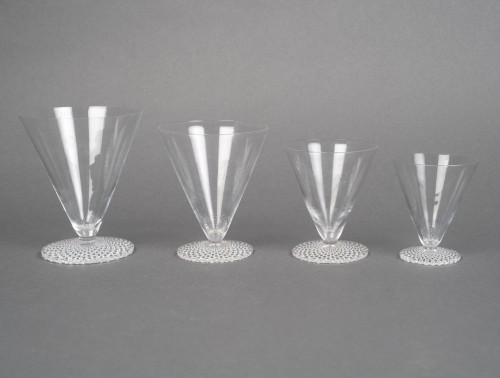 1930 René Lalique - Service Tokyo Glasses, Plates And Bowls 42 Pieces - Glass & Crystal Style Art Déco