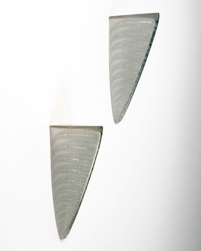 1924 René Lalique - Pair Of Sconces Wall Lights Fougeres Ferns  - Glass & Crystal Style Art Déco