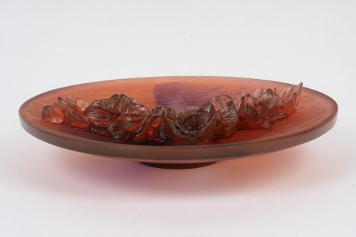 Glass & Crystal  - Daum France - Bowl Orchid Flower Crystal 