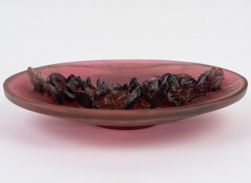 Glass & Crystal  - Daum France - Bowl Orchid Flower Fleur d'Orchidée Crystal