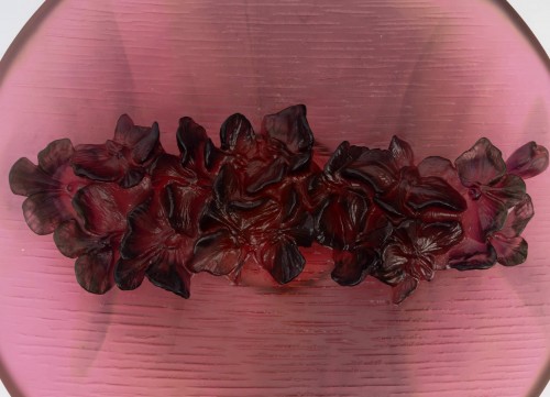 20th century - Daum France - Bowl Orchid Flower Fleur d'Orchidée Crystal