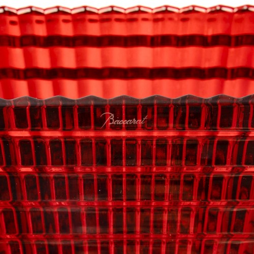 20th century - Baccarat - Vase Rectangular Eye L Red Crystal 