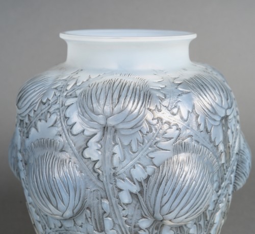 1926 René Lalique - Vase Domremy Thistles with grey patina - Glass & Crystal Style Art Déco