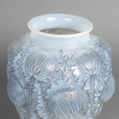 Glass & Crystal  - 1926 René Lalique - Vase Domremy Thistles with grey patina