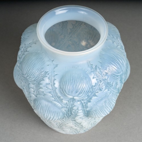 1926 René Lalique - Vase Domremy Thistles with blue patina - 