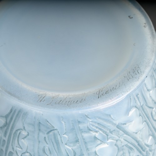 19th century - 1926 René Lalique - Vase Domremy Thistles with blue patina