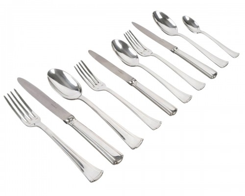 Puiforcat - Ménagère Art Déco Papyrus 80 pièces en métal argenté 