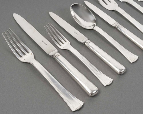 Jean E. Puiforcat Art Deco Cutlery Flatware Dinard Papyrus Sterling Silver - silverware & tableware Style Art Déco
