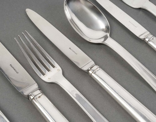 silverware & tableware  - Jean E. Puiforcat Art Deco Cutlery Flatware Dinard Papyrus Sterling Silver