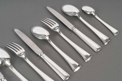 Antiquités - Jean E. Puiforcat Art Deco Cutlery Flatware Dinard Papyrus Sterling Silver